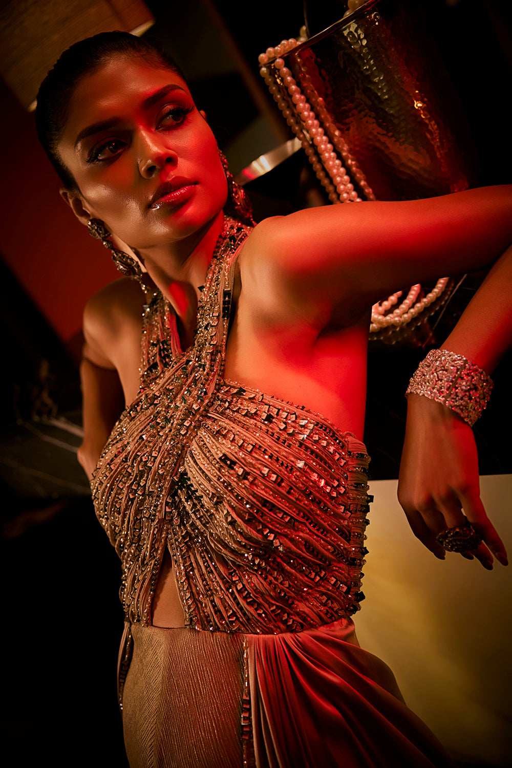 Taupe Crushed Fabric Jumpsuit