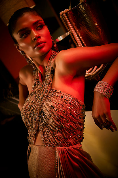 Taupe Crushed Fabric Jumpsuit