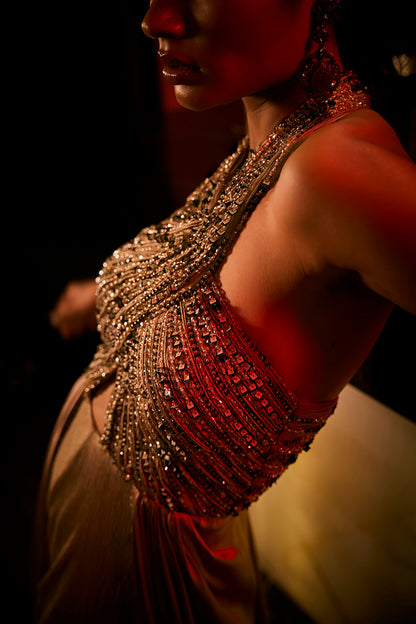 Taupe Crushed Fabric Jumpsuit