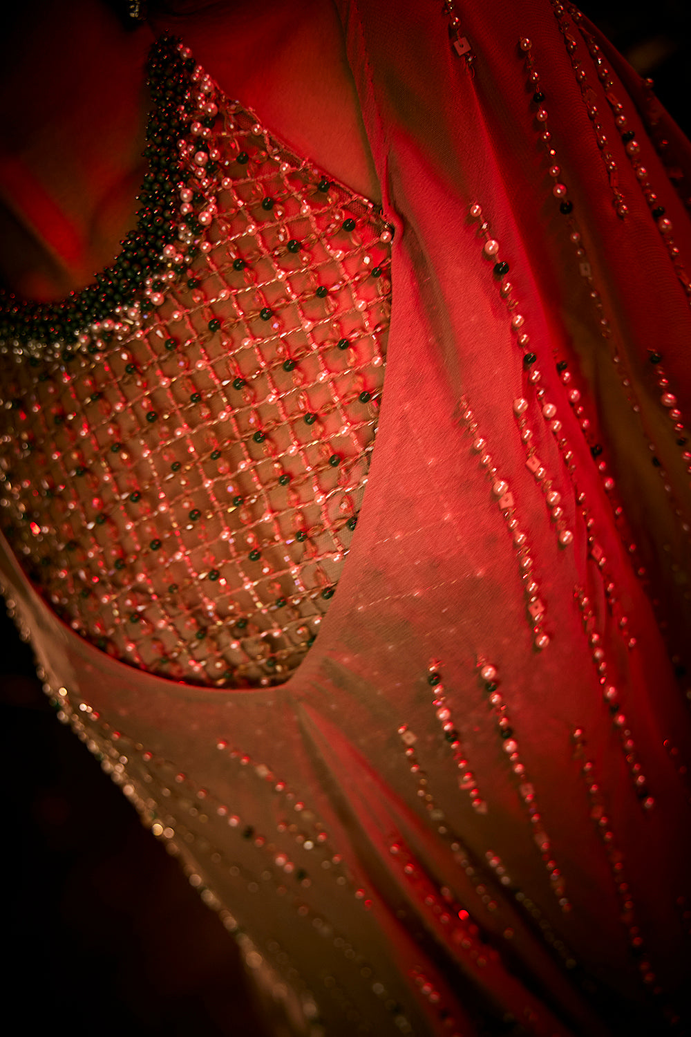 Taupe Draped Skirt, Structured Blouse and Sheer Cape